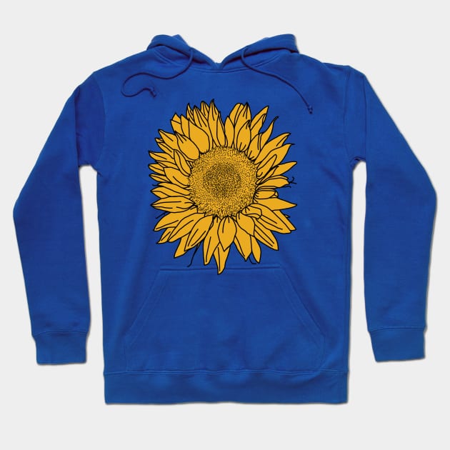 Yellow Sunflower Line Drawing Hoodie by ellenhenryart